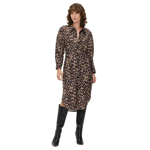 Veronika Maine Leopard Viscose Linen Shirtdress